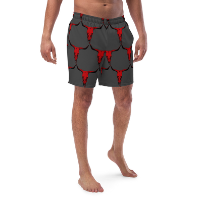 Yeehaw Red Bull Skull Men's Swim Trunks