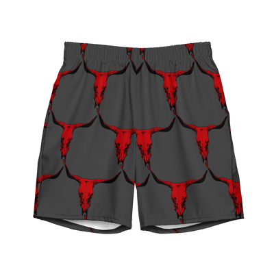 Yeehaw Red Bull Skull Men's Swim Trunks