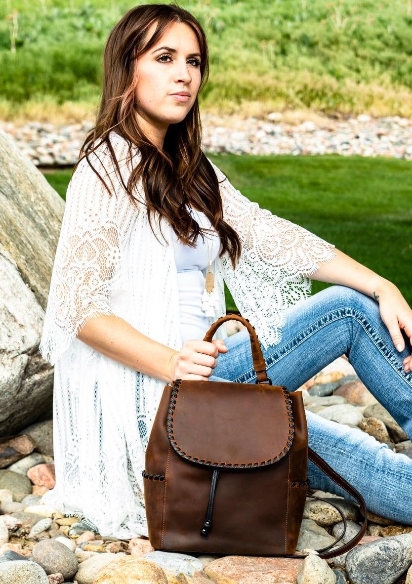 Concealed Carry Allie Leather Backpack by Lady Conceal