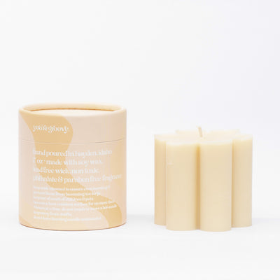 cream daisy pillar candle  • soy candle