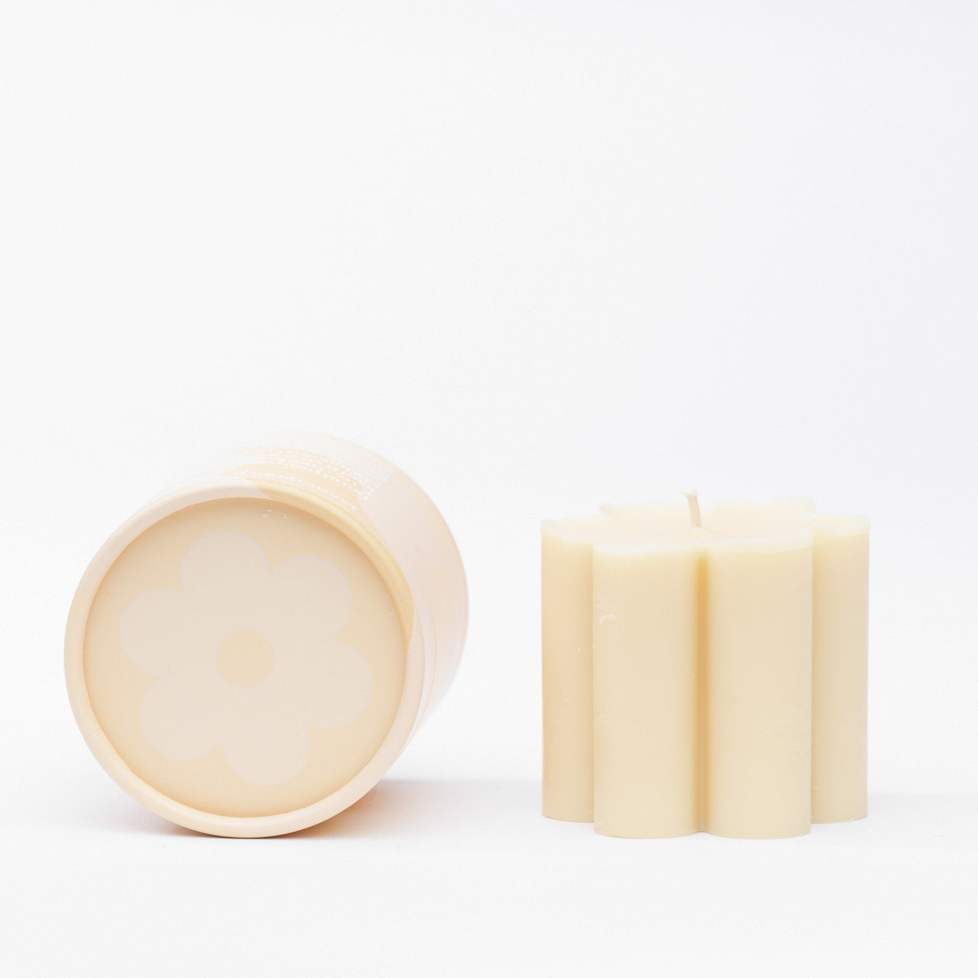 cream daisy pillar candle  • soy candle