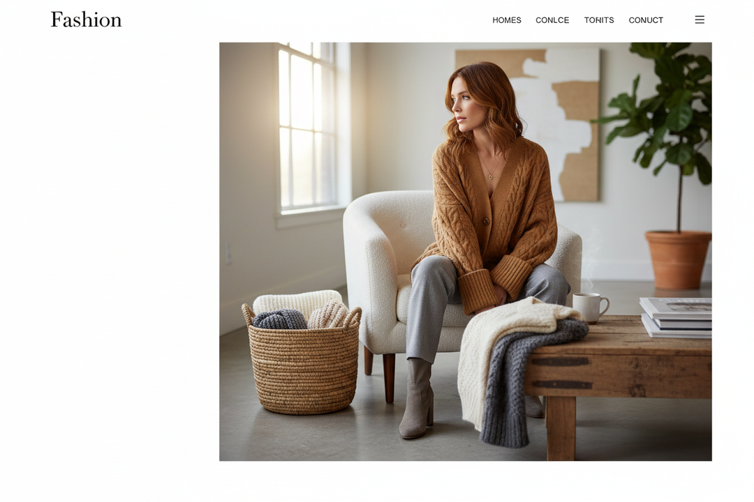 Attractive Home Page Banner With Women's Sweaters and Cardigans