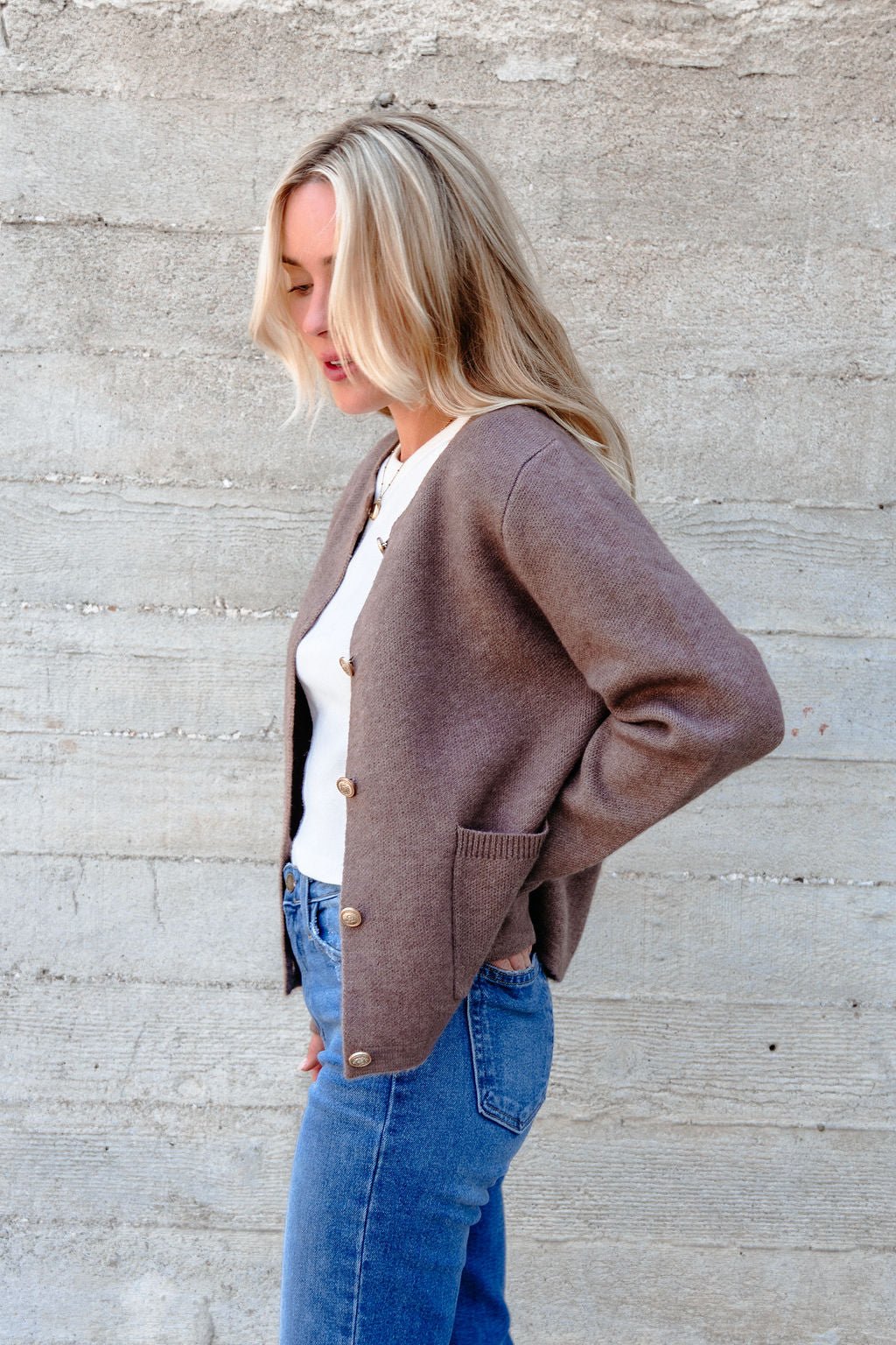 Autumn Button Front Sweater Cardigan - Brown - FINAL SALE