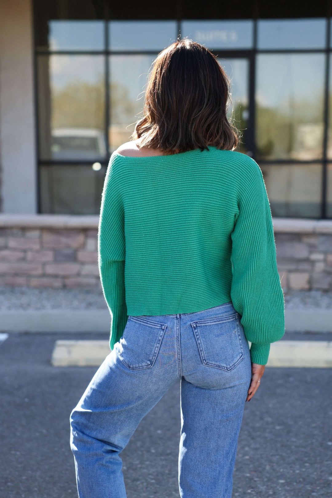 Avery Ribbed Boat Neck Sweater - Green - FINAL SALE