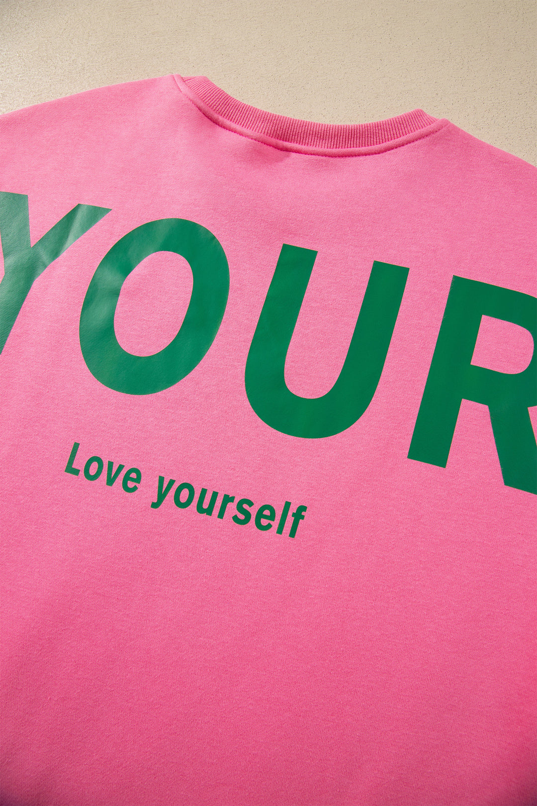 Sachet Pink Slogan Print Round Neck Long Sleeve Sweatshirt