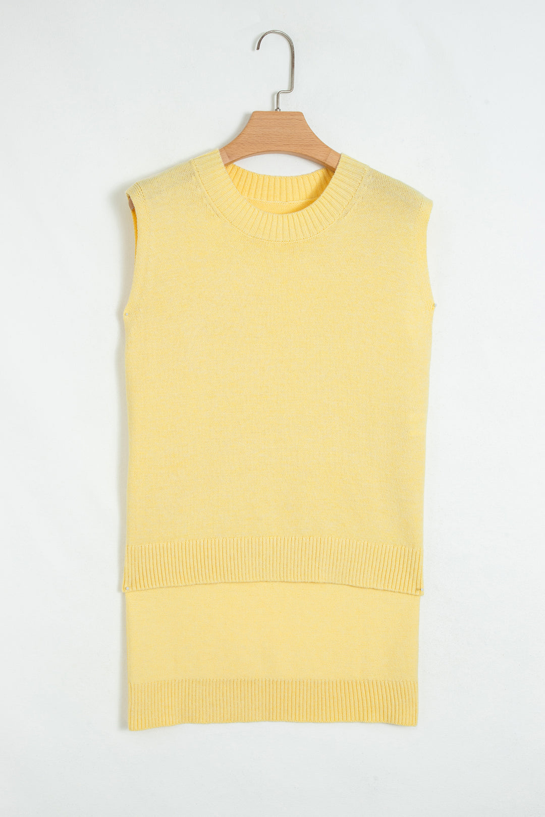 Yellow Cream Large Armhole Side Slit Loose Sweater Vest
