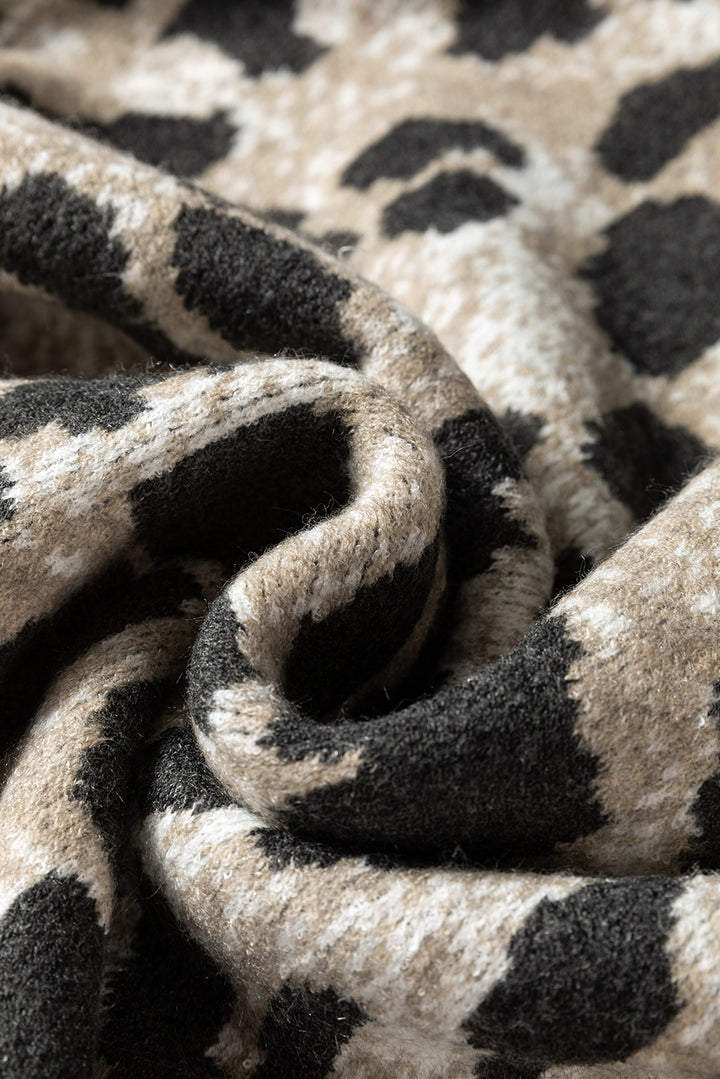 Carbon Grey Leopard Drop Shoulder Baggy Sweater