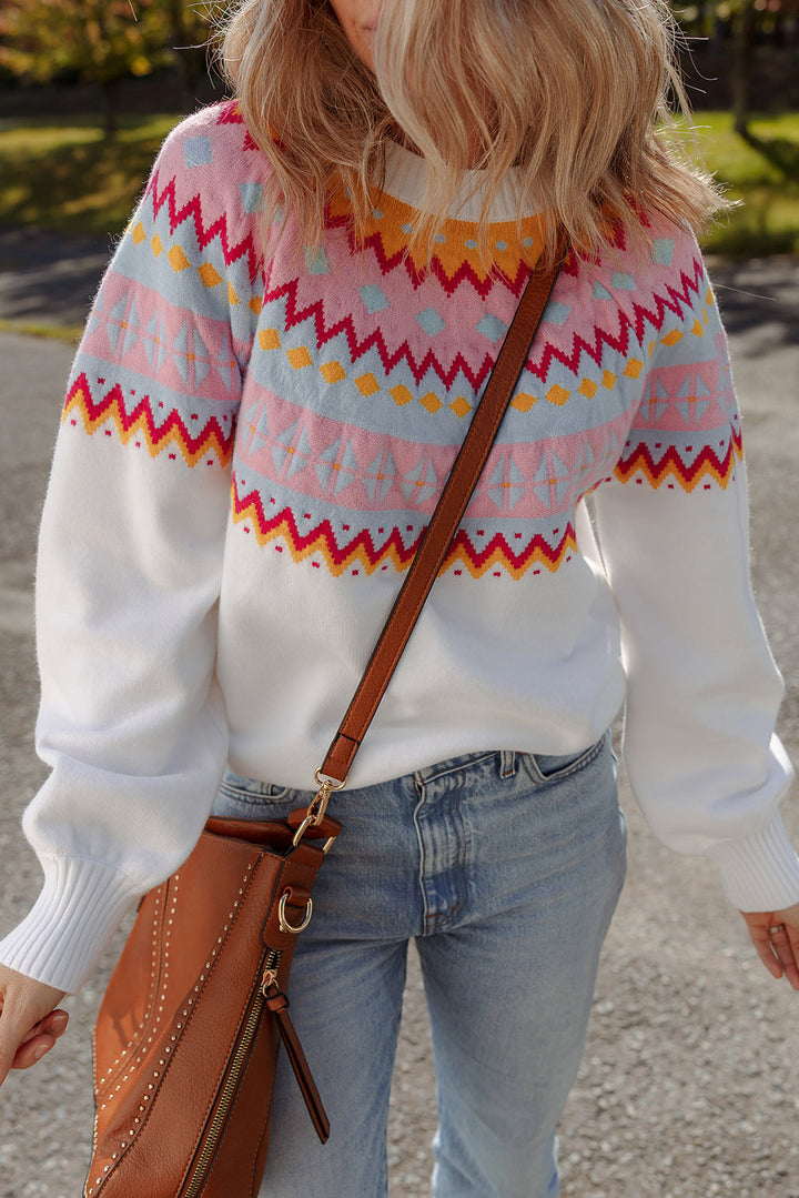 Avery Print Drop Shoulder Sweater