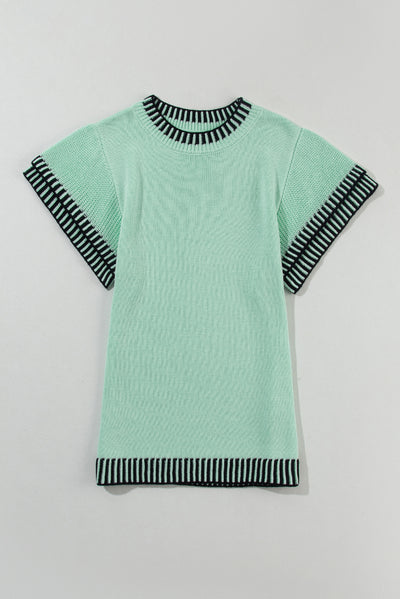 Round Neck Short Sleeve Knit Top