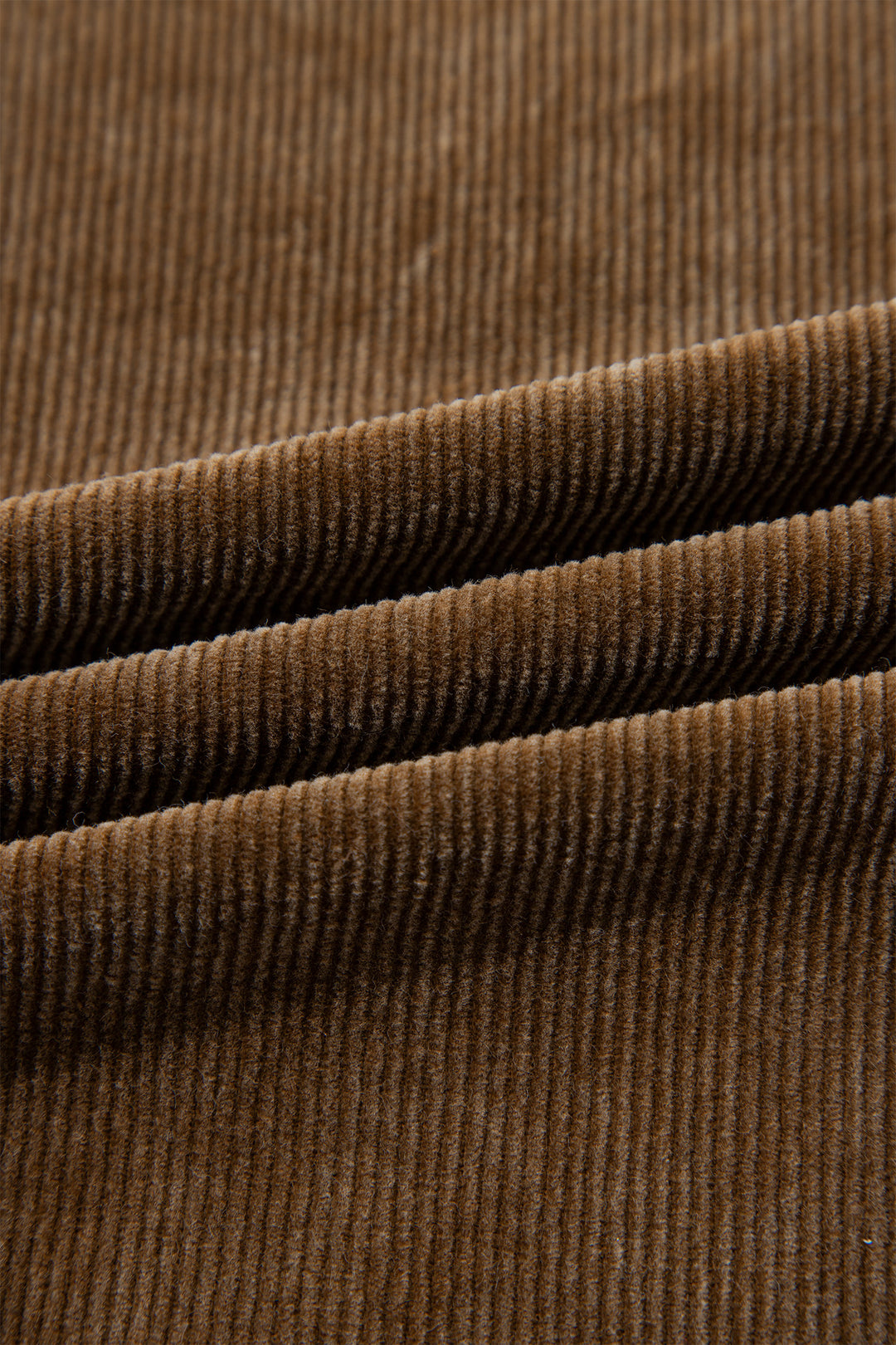 Camel Straight Leg Corduroy Metal Button Zip-up Pants