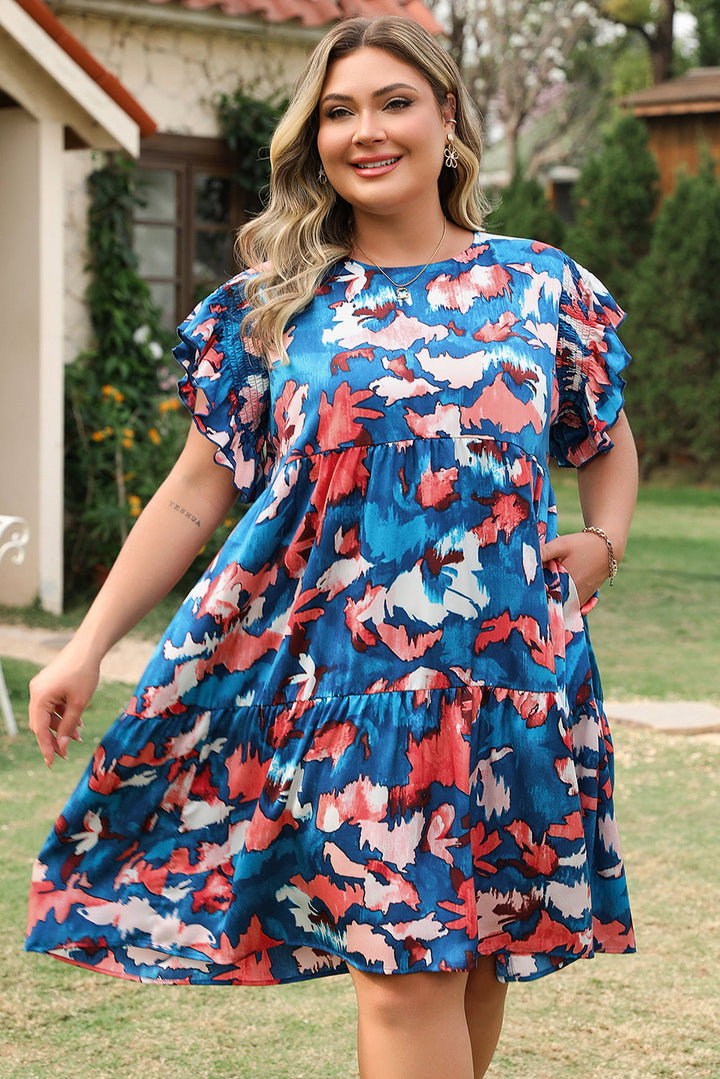 Palmer Plus Size Ruffled Short Sleeve Dress