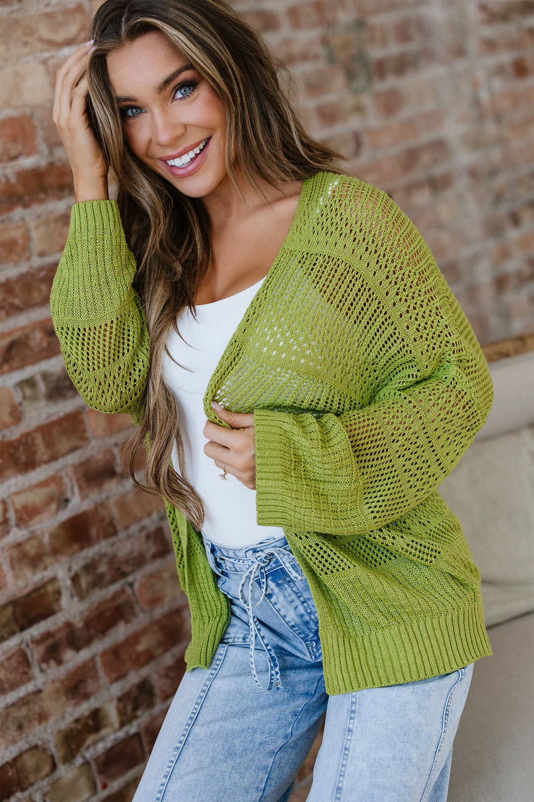 Whitley Crochet Knit Open Cardigan
