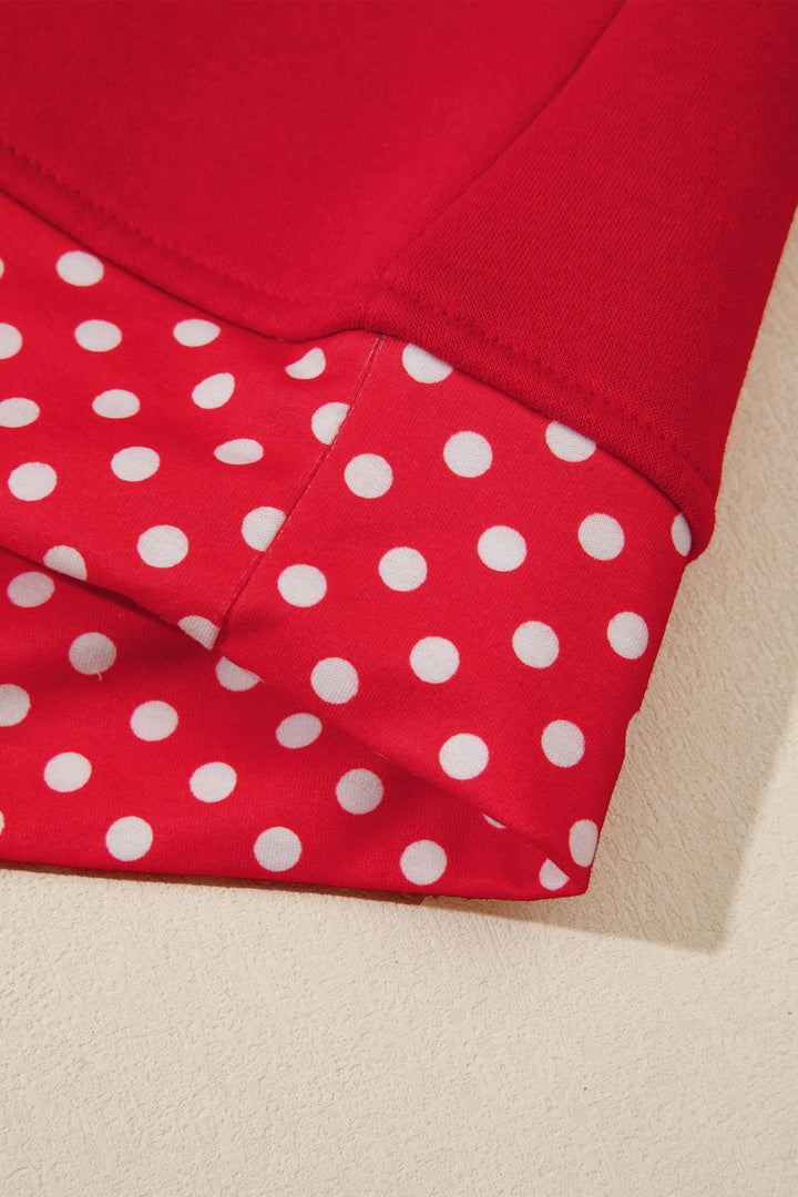 Orange Polka Dot Patchwork Round Neck Plus Size Sweatshirt
