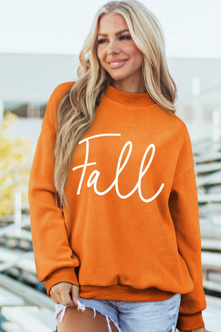 Carrot Pumpkin/Fall Letter Print Mock Neck Tunic Pullover Sweatshirt