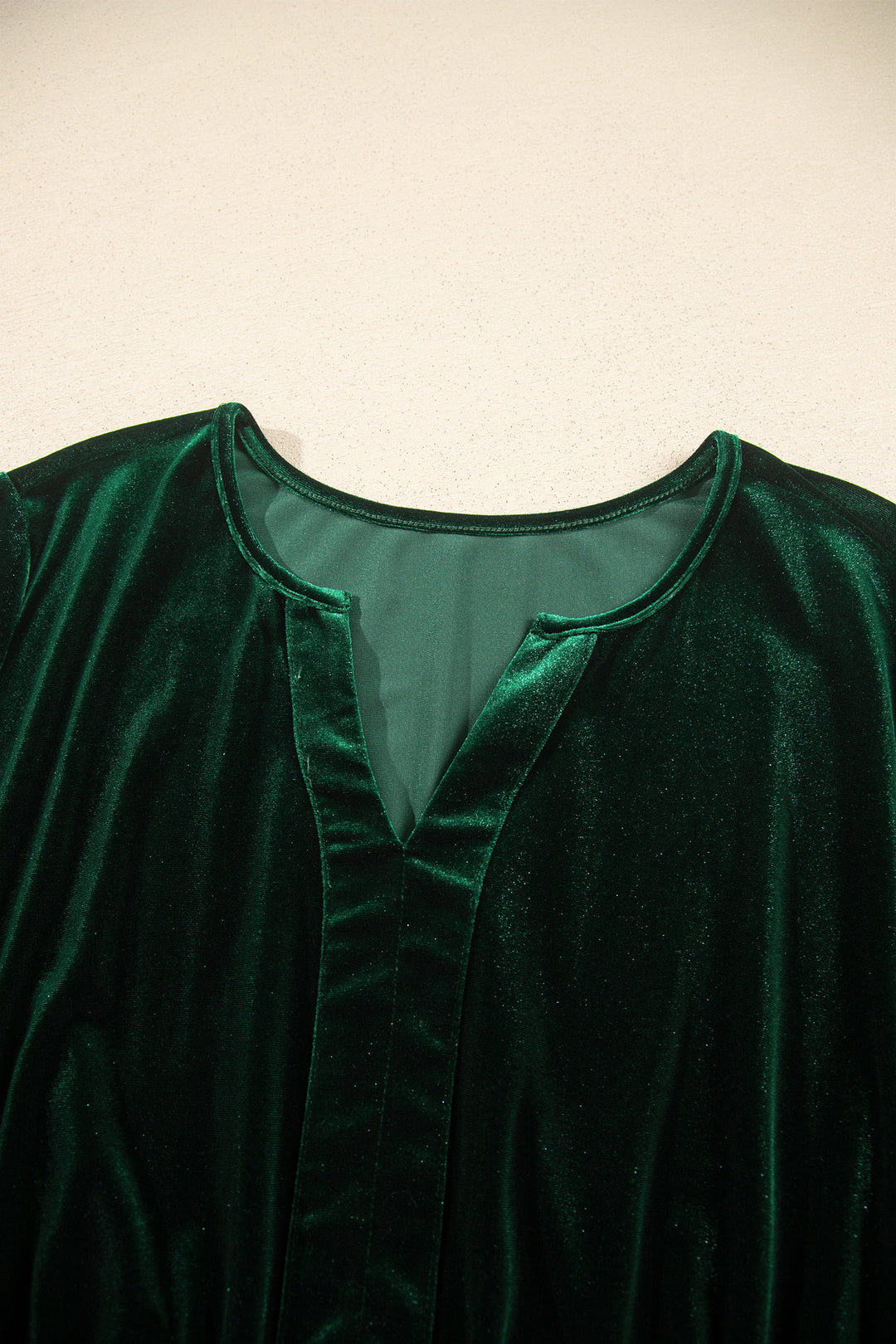 Blackish Green V Neck Long Sleeve Velvet Loose Fit Plus Size Dress