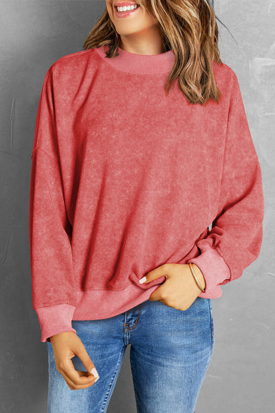 Drop Shoulder Crew Neck Pullover Sweatshirt