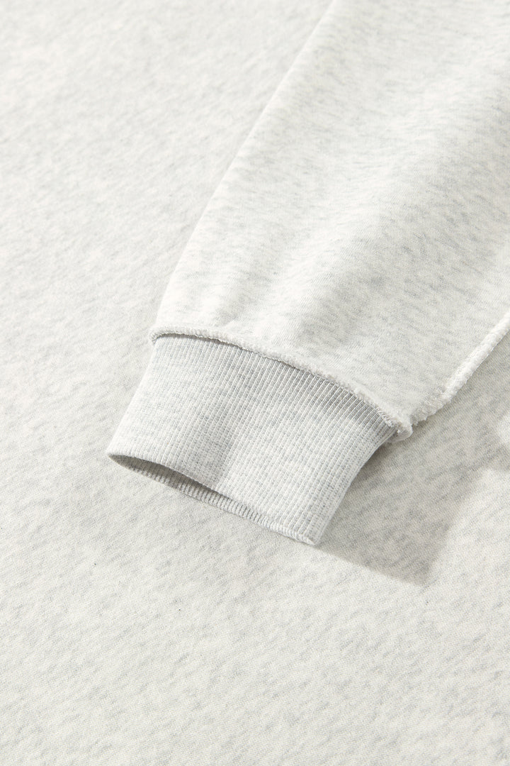 Gray MERRY Embroidered Letter High Neck Tunic Pullover Sweatshirt