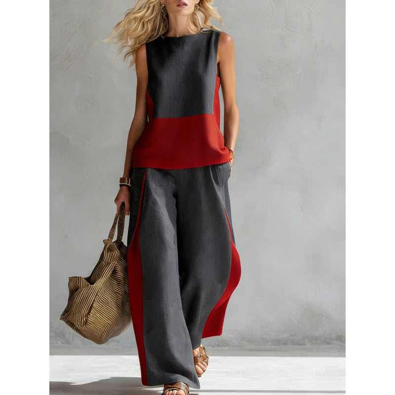 Printed Retro Sleeveless Top &amp; Wide-Leg Pants Set | 12 Prints S–5XL