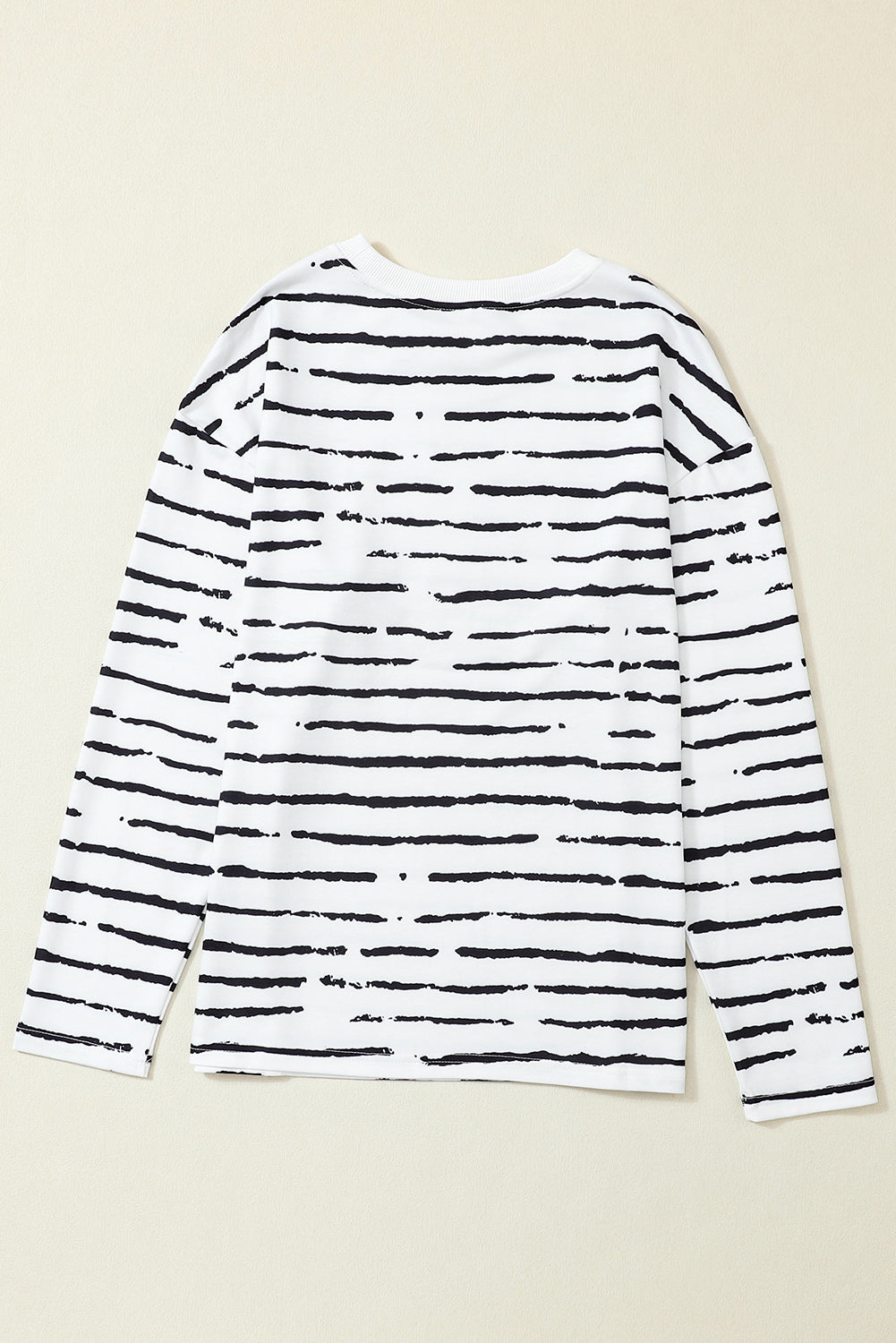 White Retro Striped Casual Long Sleeve Top