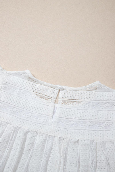 White Ruffled Lace Flowy Tank Top