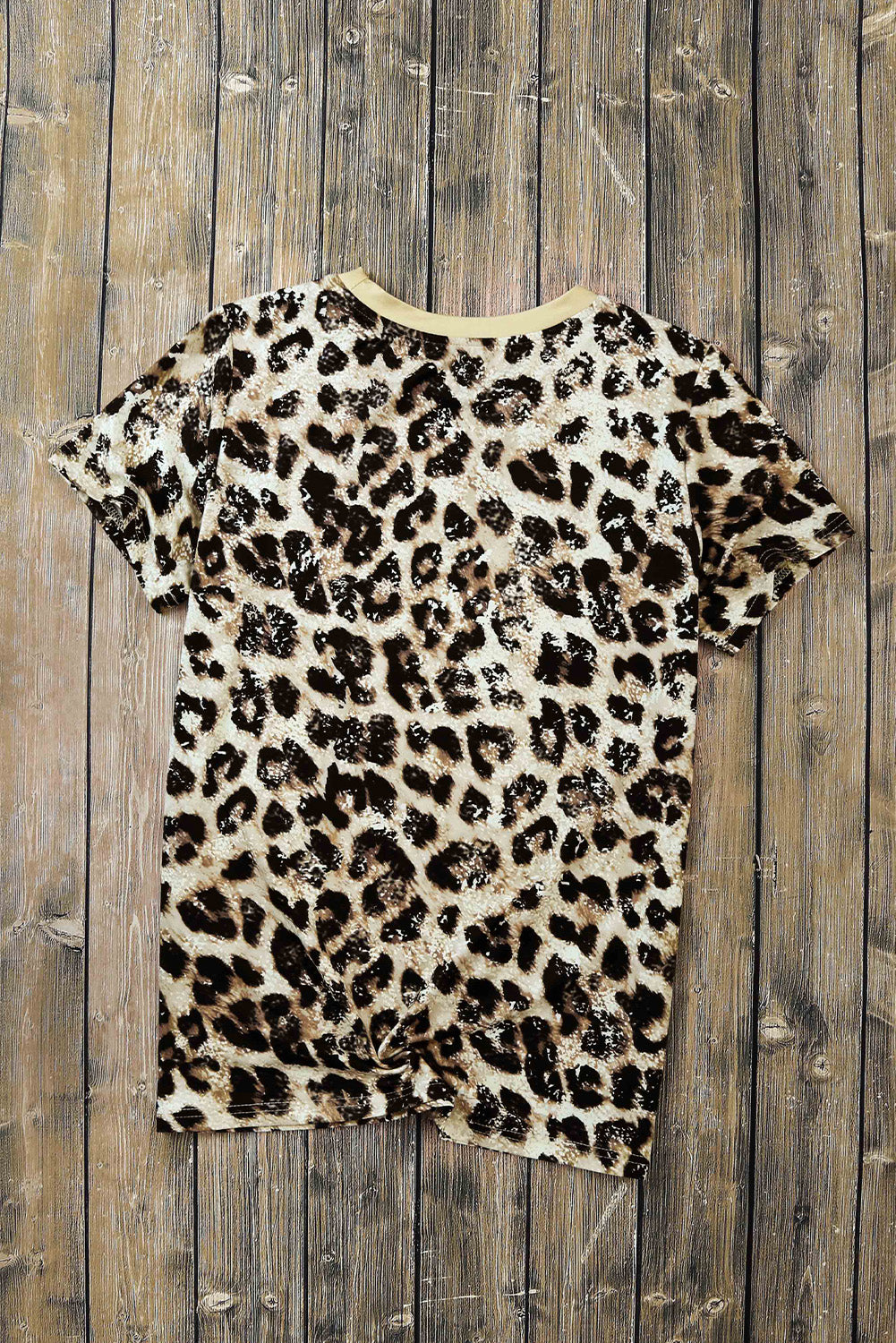 Leopard Bleached O-neck T Shirt