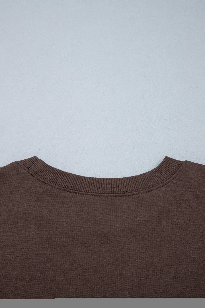 Coffee Polka Dot Slogan Print Casual Pullover Sweatshirt