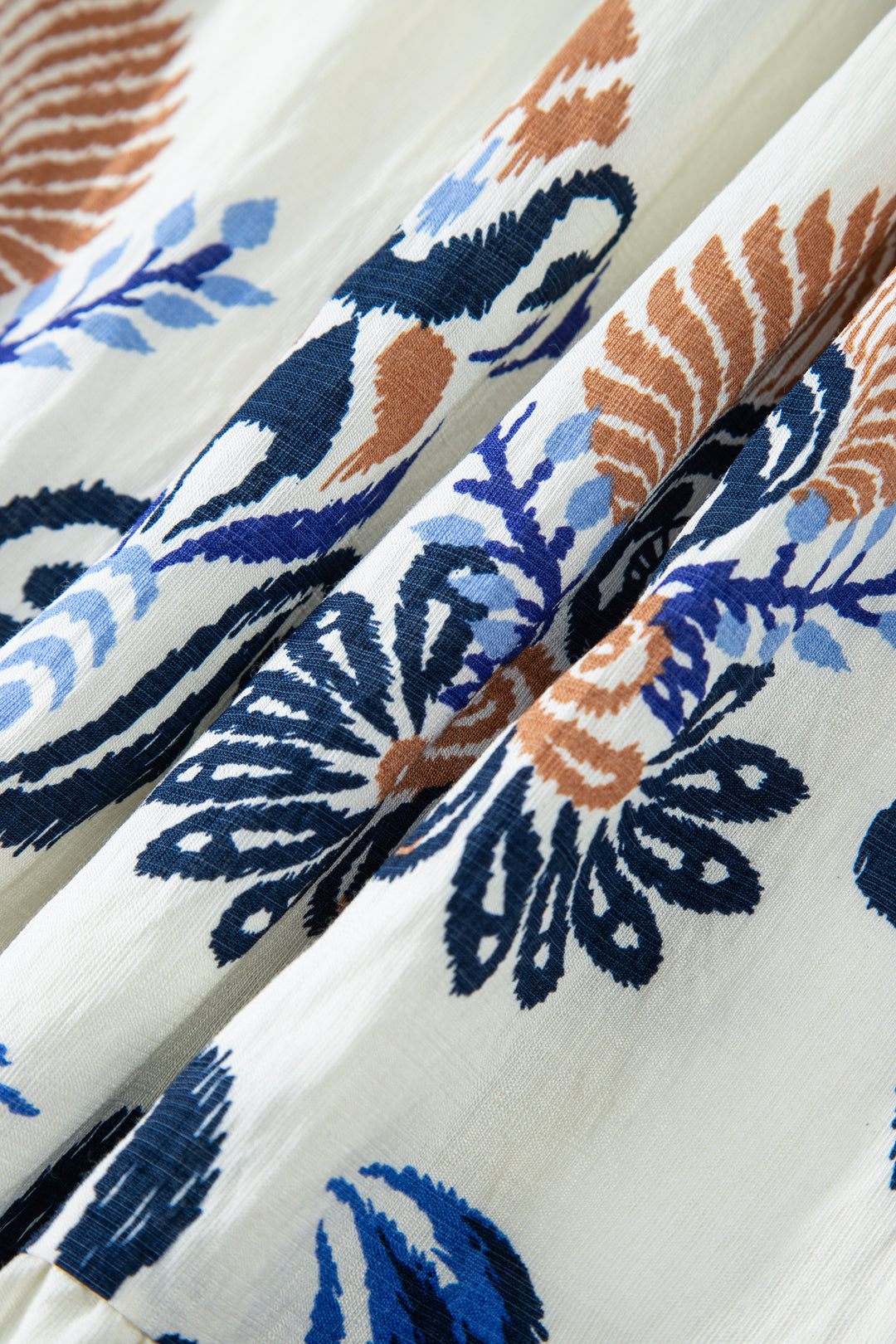 Sky Blue Plus Size Boho Print Split Neck Long Sleeve Mini Dress