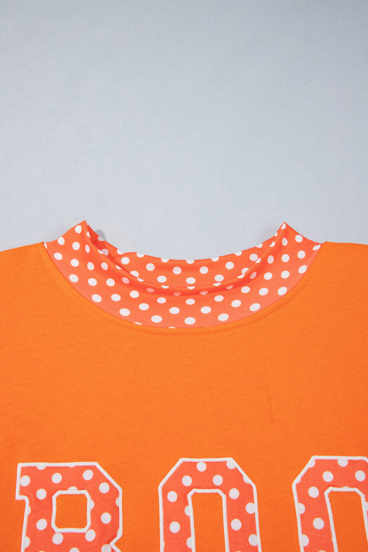 Tomato Red Casual Polka Dot Patchwork Letter Graphic Plus Size Sweatshirt