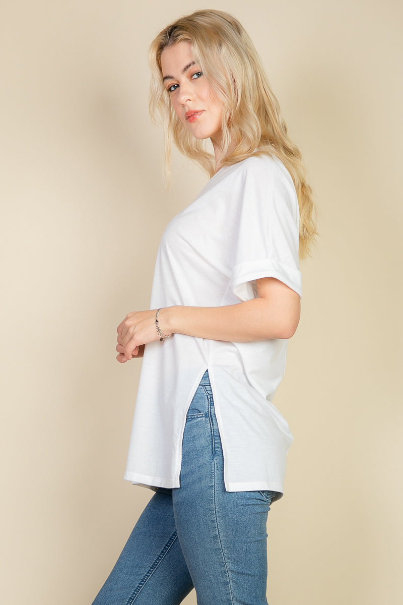 Batwing Sleeve Side Slit Oversized Tee (CAPELLA)