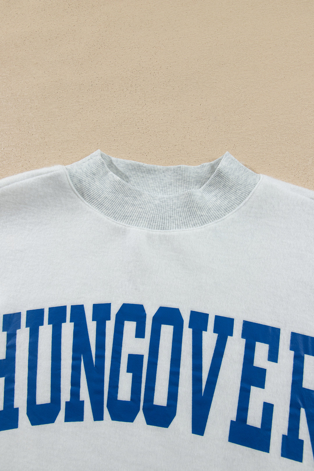 Light Grey TEQUILA/HUNGOVER Reversible Print Mock Neck Oversized Sweatshirt
