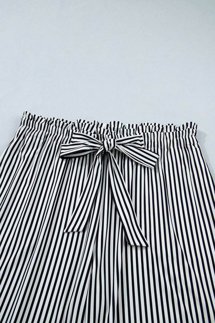 Black Stripe Plus Size Loose Straight Casual Pants