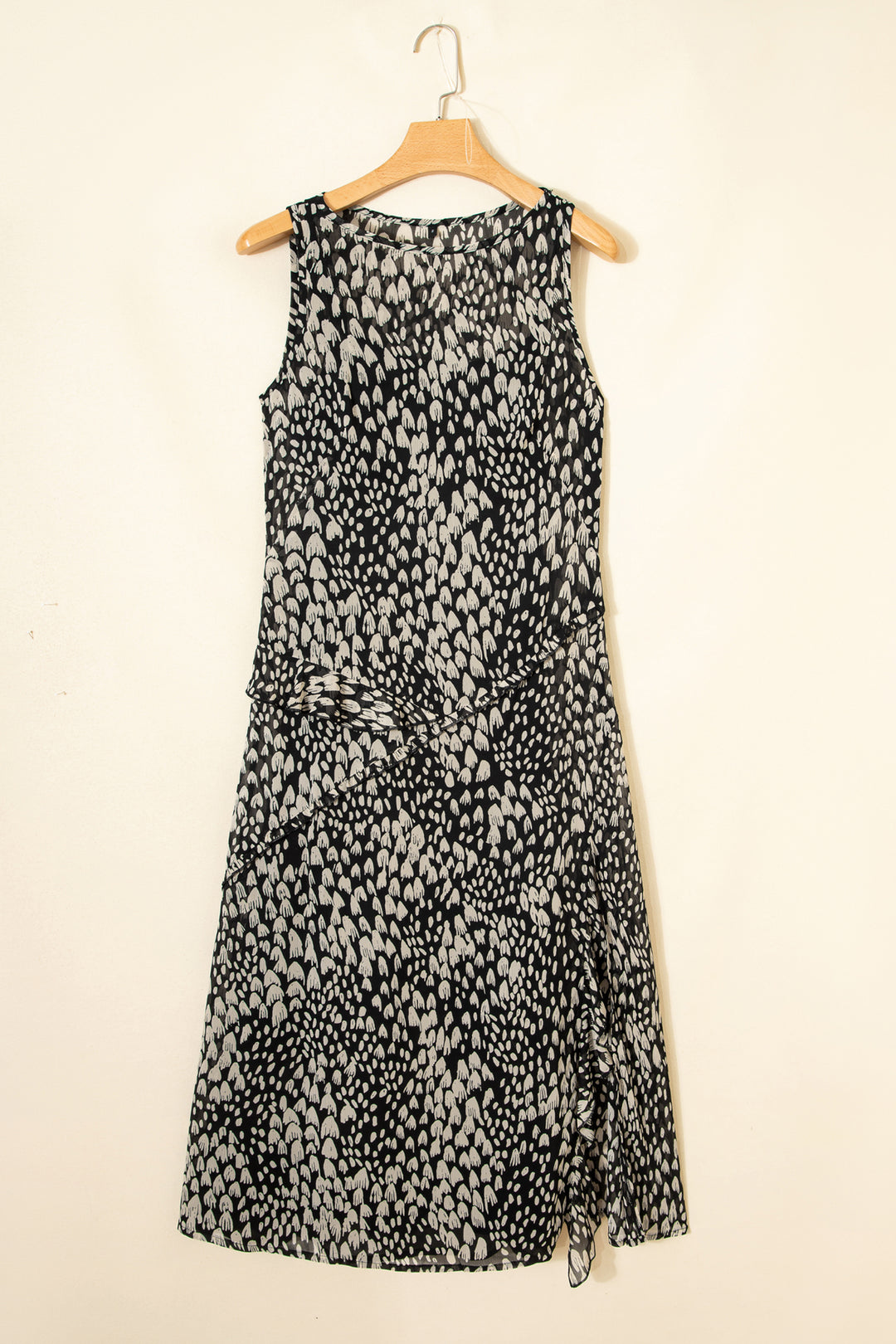 Black Printed Sleeveless Maxi Dress