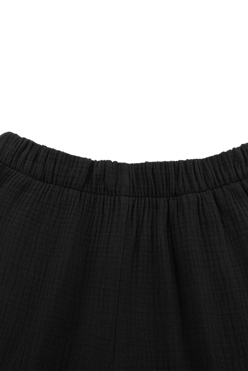 Black Textured High Waist Ruffled Bell Bottom Pants