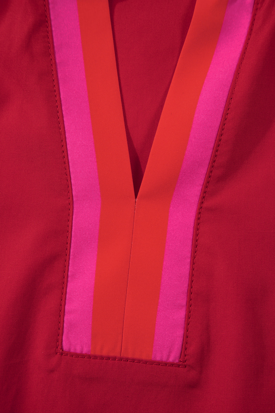 Fiery Red Striped Frilled Collar Ruffled Short Sleeve Blouse