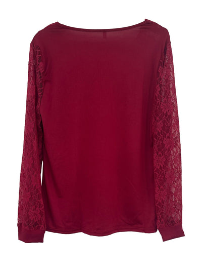 Full Size Lace Detail V-Neck Long Sleeve Blouse