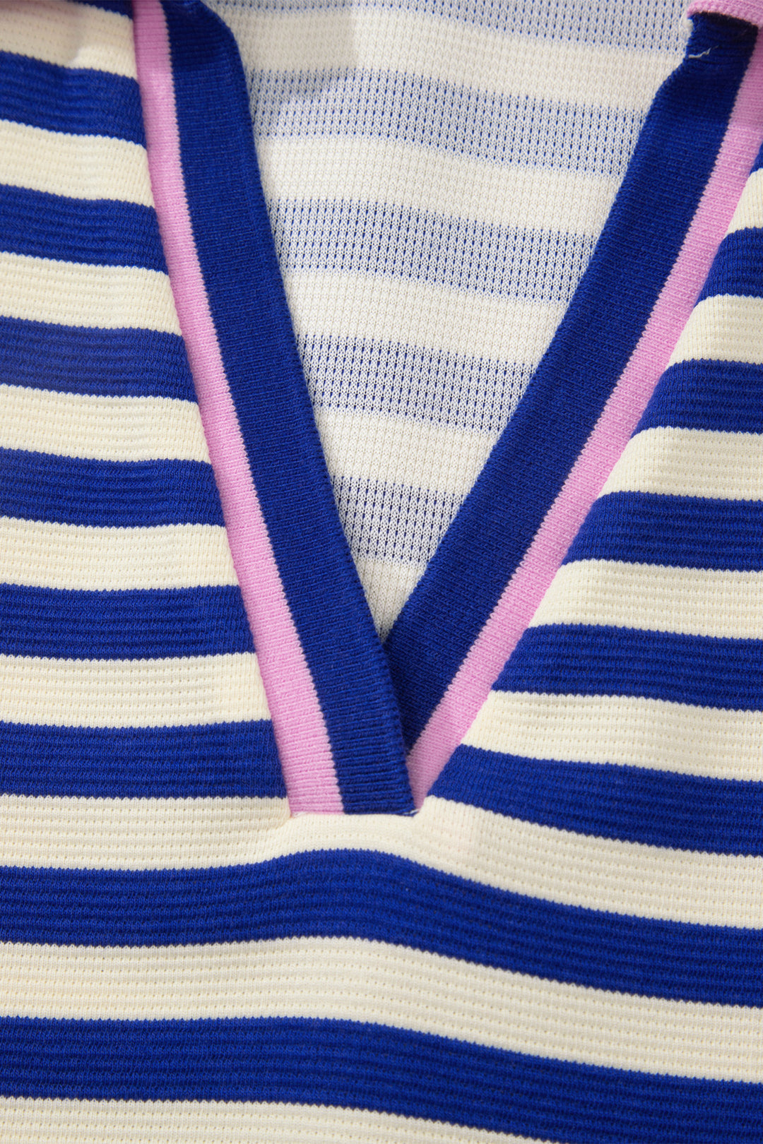 Dark Blue Striped Shift Dress Colorblock V Neck Short Sleeve Casual Summer