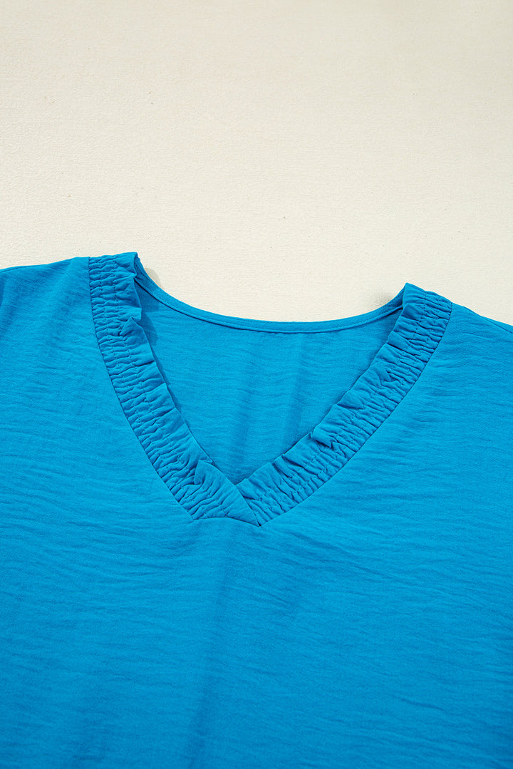 Clara V Neckline Crinkled Blouse