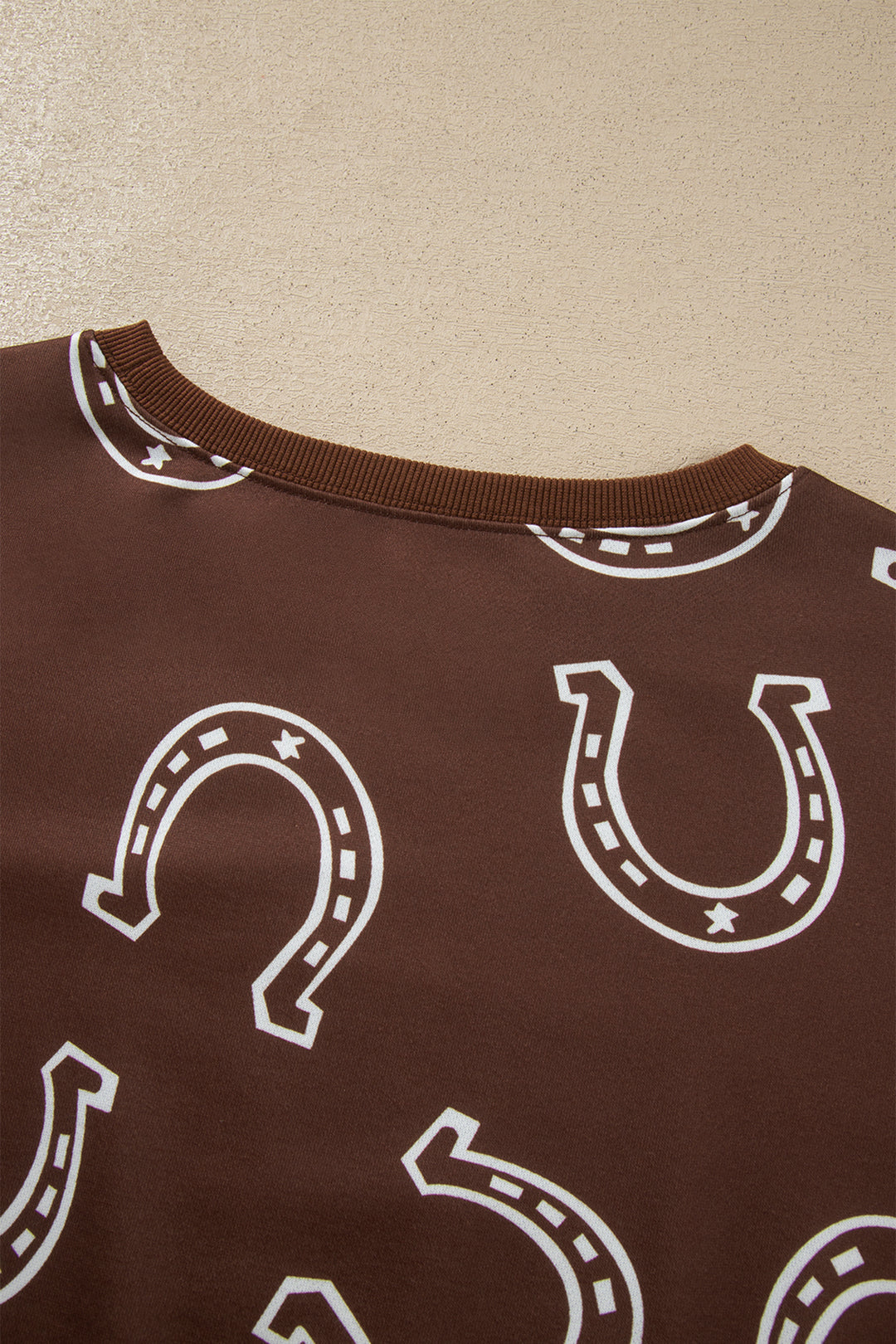 Brown Western Print Elastic Waist Pocket 2pcs Pant Set