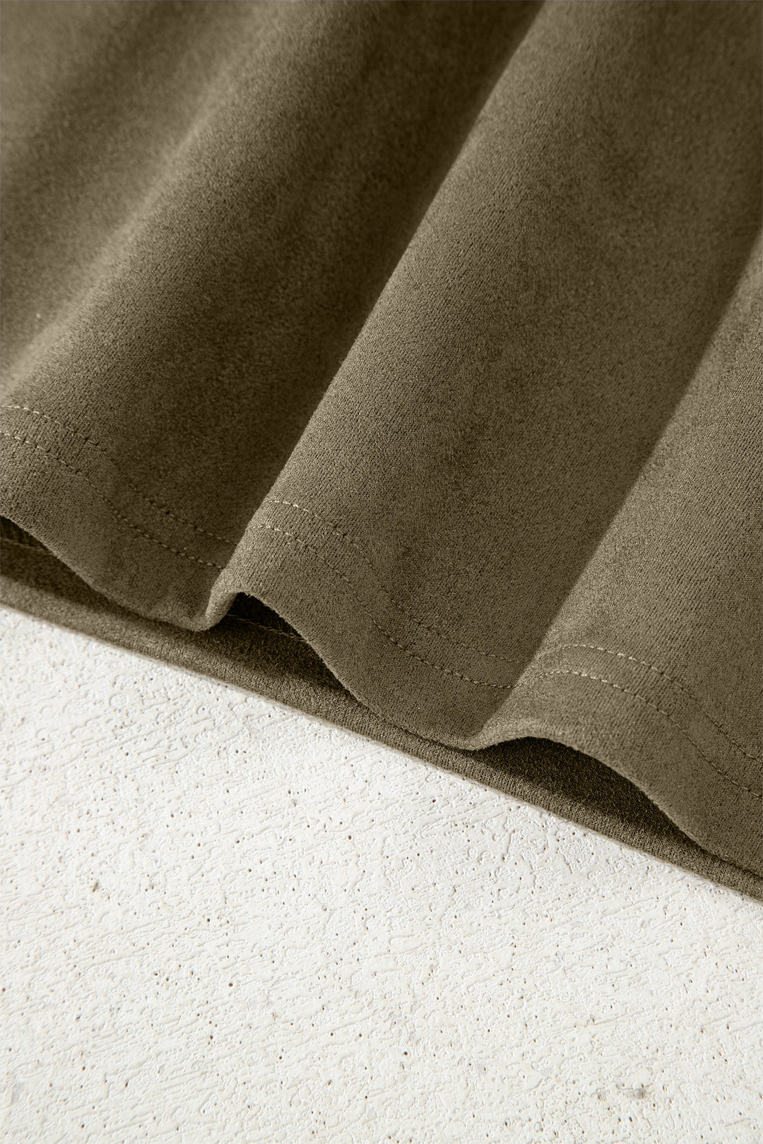 Moss Green Frilled Round Neck Short Puff Sleeve Shift Mini Dress