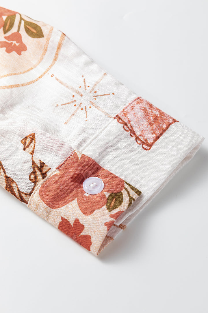 White Rodeo Cowgirl Print Western Button up Shirt