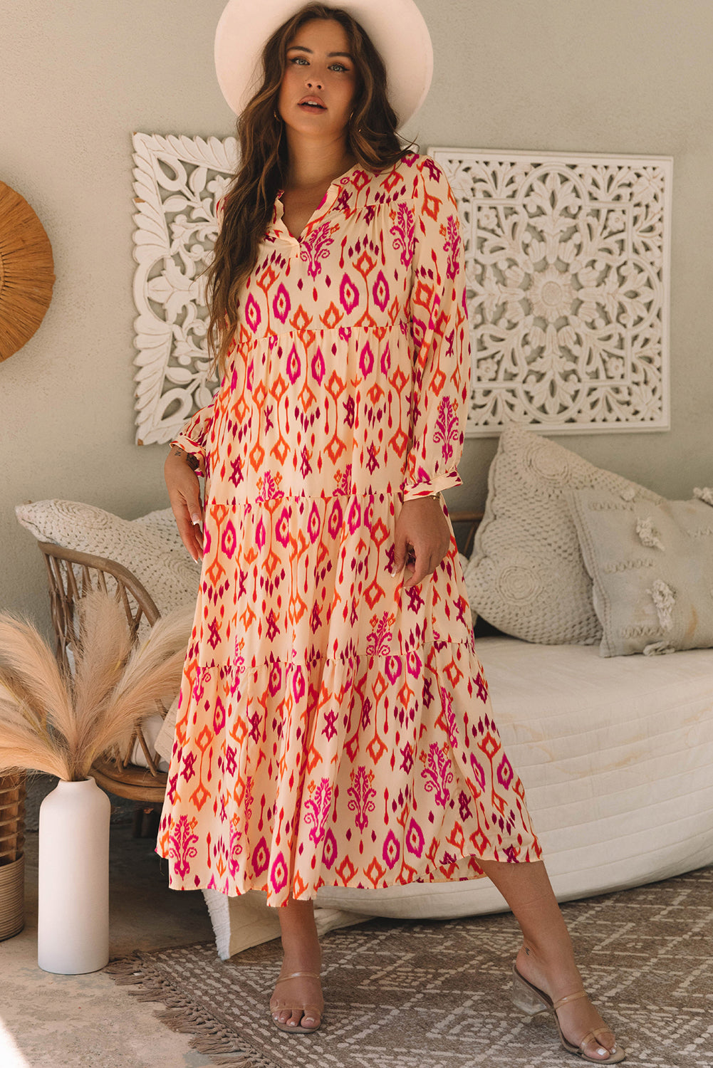 Marjorie Geometric Printed Maxi Dress