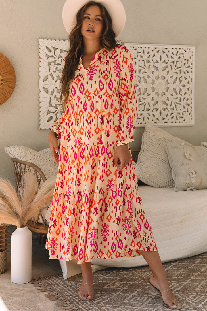Marjorie Geometric Printed Maxi Dress