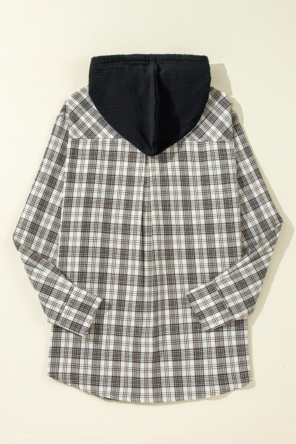 Ariella Checkered Loose Fit Buttoned Hooded Shacket