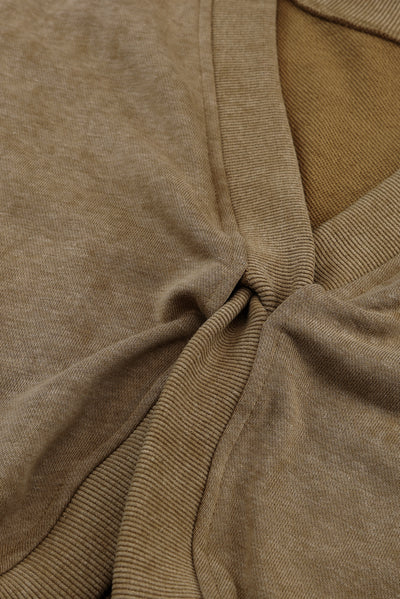 Khaki Exposed Seam Twist Open Back Oversized Sweatshirt