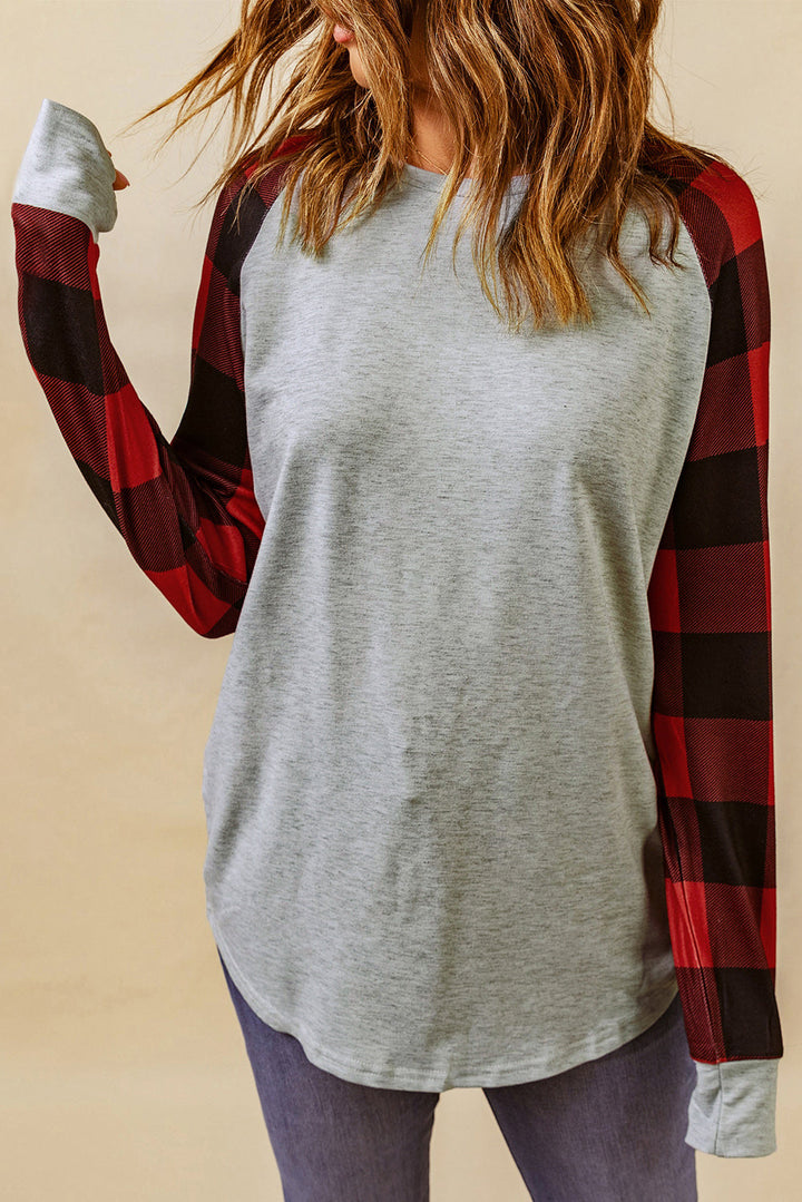 Aria Plaid Long Sleeve Sweatshirt