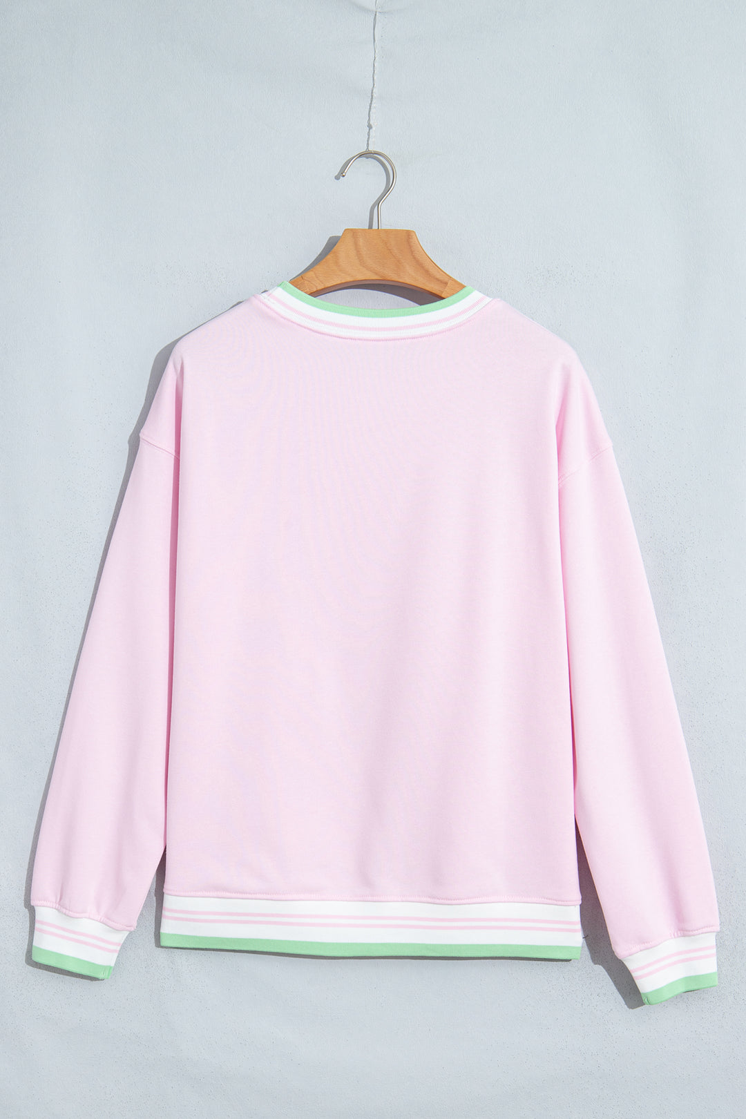 Racing Red Contrast Striped Trim Baggy Pullover Sweatshirt