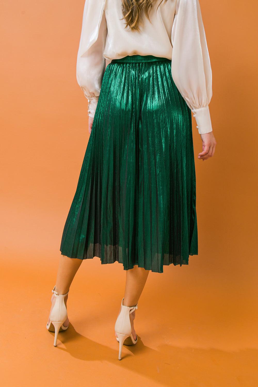 NEW ATTRACTION PLEATED MIDI SKIRT