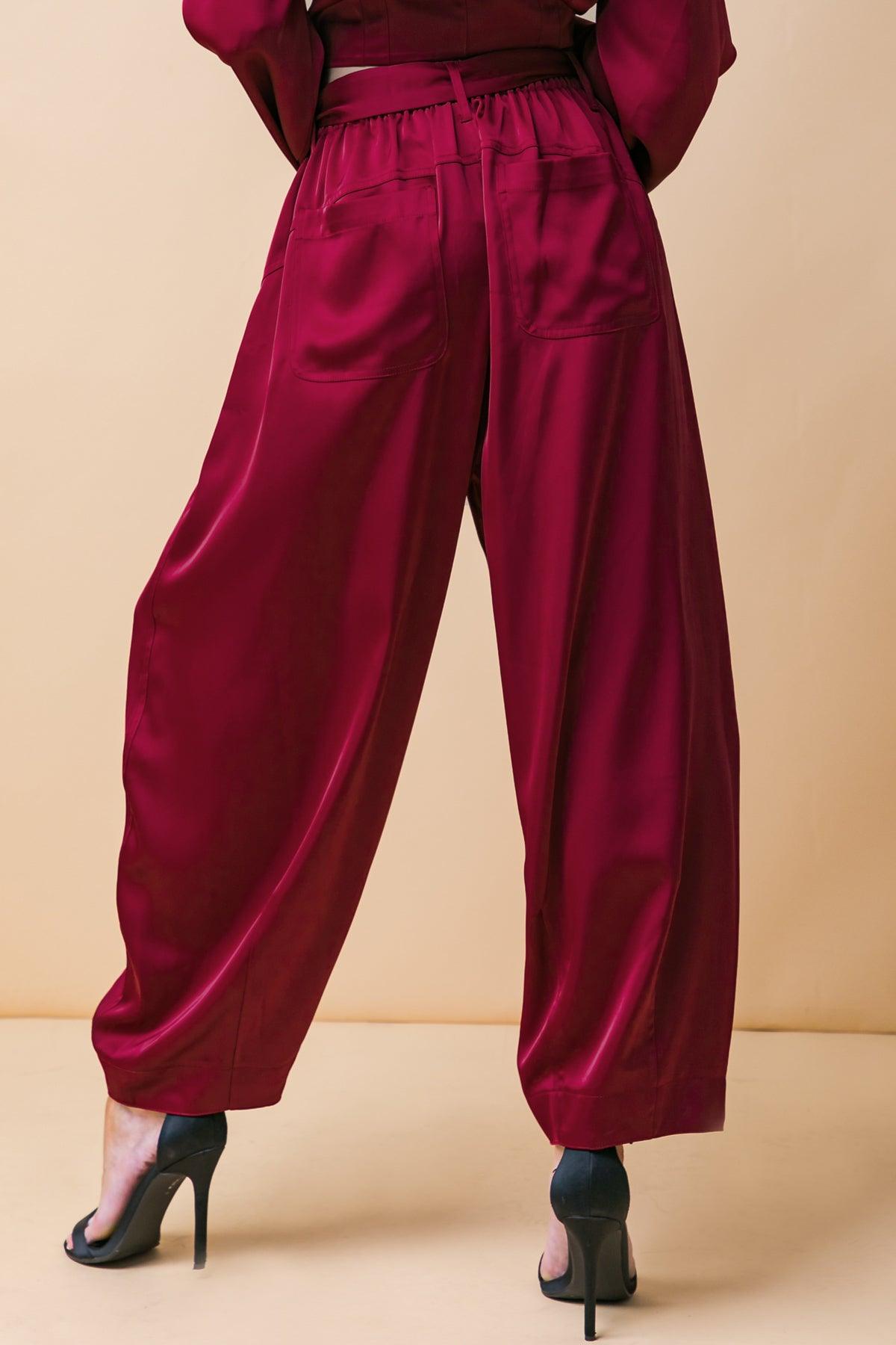 POWERFUL CHARM WOVEN SATIN PANTS