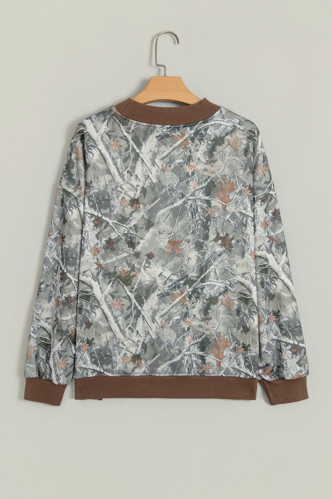 Beige Western Mallard Letter Print Baggy Pullover Sweatshirt
