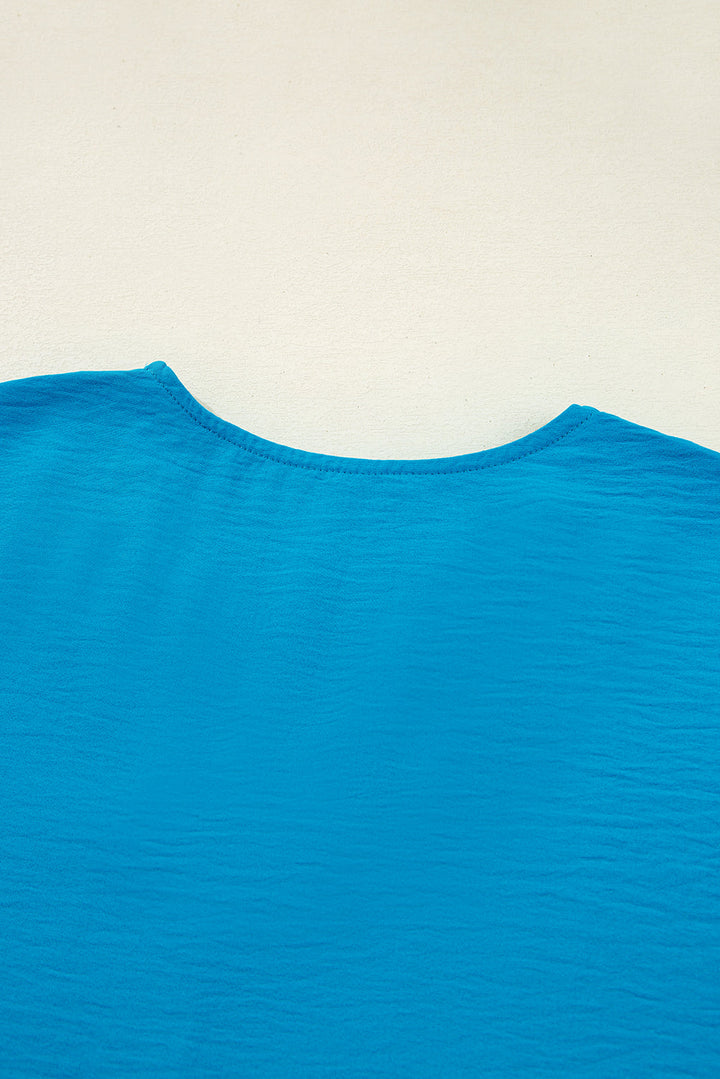 Clara V Neckline Crinkled Blouse